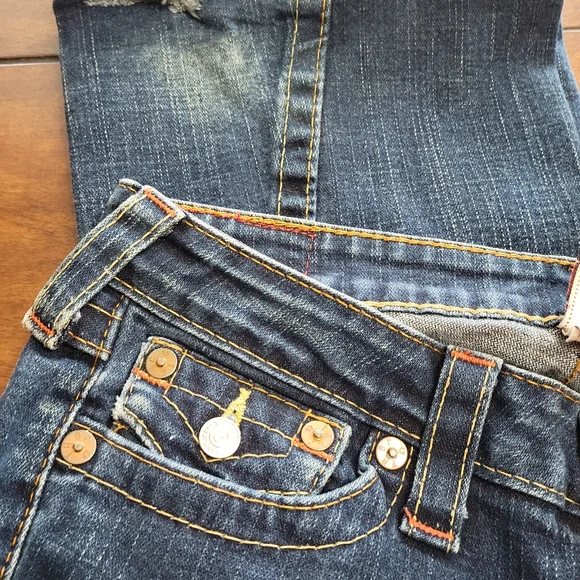 True Religion Blue Flare Wide Leg Jeans Classic Style - Picture 5 of 7